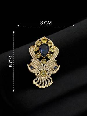 Unisex victorian polish blue doublet brooch with moissanite polki work 5