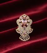 Unisex victorian polish pink doublet brooch with moissanite polki work