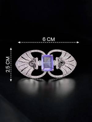 Unisex victorian silver polish brooch with lavender doublet and moissanite polki 4