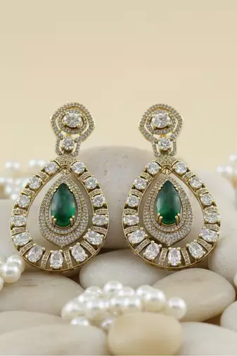 Victorian polish green doublet moissanite polki necklace set