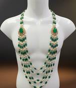 Unisex victorian polish green doublet moissanite polki groom necklace