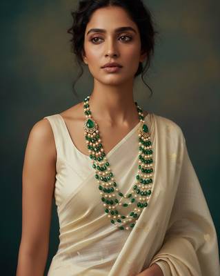Unisex victorian polish green doublet moissanite polki groom necklace 3