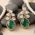 Emerald green victorian polki necklace set with cz detailing
