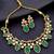Emerald green victorian polki necklace set with cz detailing