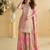 Baby pink chinon silk Gharara Suit - Full stitched free size