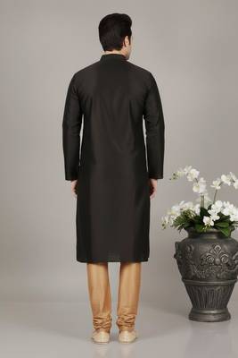 Black dupuon embroidery kurta-pajama 2