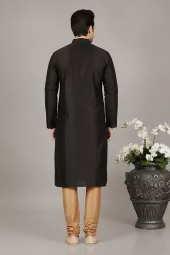Black dupuon embroidery kurta-pajama