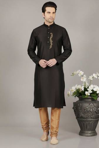 Black dupuon embroidery kurta-pajama