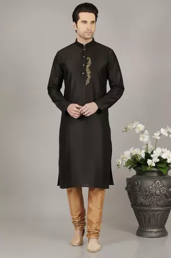 Black dupuon embroidery kurta-pajama