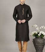 Black dupuon embroidery kurta-pajama