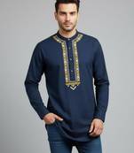 Navy cotton embroidery kurta-pajama
