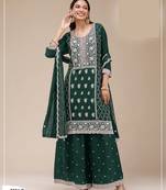 Peacock green georgette Embroidered Salwar suit