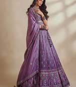 Lavender Embroidery Organza Lehenga Choli with Dupatta