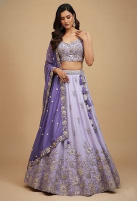 Lavender Embroidery Tissue Lehenga Choli with Dupatta 1