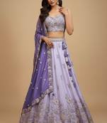 Lavender Embroidery Tissue Lehenga Choli with Dupatta