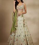 Off White Embroidery Tissue Lehenga Choli with Dupatta