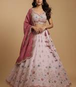 Light Pink Embroidery Tissue Lehenga Choli with Dupatta