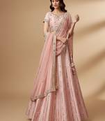 Pink Heavy Embroidred With Real Mirron, Zarkan Heavy Silk Lehenga Choli with Dupatta