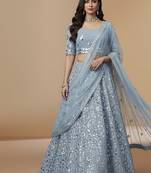 Blue Gota Patti Embridered Georgette Lehenga Choli with Dupatta