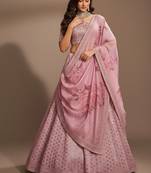 Pink Printed, Sequince, Thread With Zari Art Silk Lehenga Choli with Dupatta