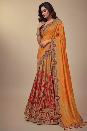 Multi Khatli Weaving Silk Lehenga Choli with Dupatta