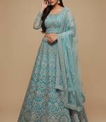 Blue Thread, Zari, Badal & Glitter Dori, Embroidery Soft Net Lehenga Choli with Dupatta
