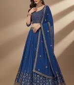 Blue Sequence 9mm , Embroidery Thread , Zari Georgette Lehenga Choli with Dupatta
