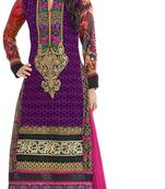 Purple georgette embroidered semi_stitched salwar with dupatta