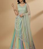 Multi Multi Needle , Sequence 9mm , Coding work, Embroidery , Zari Faux Georgette Lehenga Choli with Dupatta