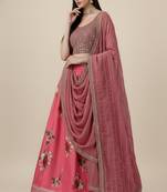 Pink Digital Print With Sequence Satin Silk Lehenga Choli with Dupatta