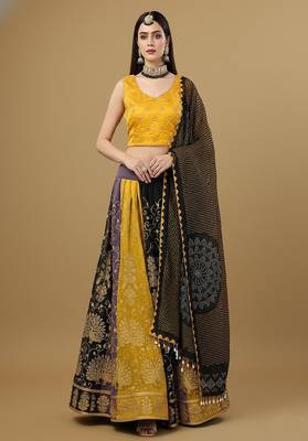Multi Digital Printed With Embroidery, Sequence, Zari Faux Georgette Lehenga Choli with Dupatta 2