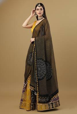 Multi Digital Printed With Embroidery, Sequence, Zari Faux Georgette Lehenga Choli with Dupatta 3