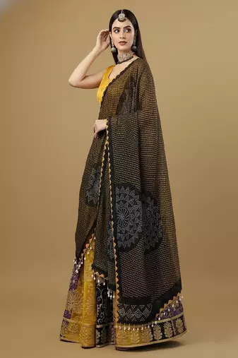 Multi Digital Printed With Embroidery, Sequence, Zari Faux Georgette Lehenga Choli with Dupatta