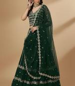 Green Embroidery Sequence Zari Faux Georgette Lehenga Choli with Dupatta