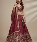 Pink Embroidery Tissue Lehenga Choli with Dupatta