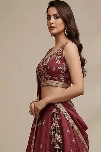 Pink Embroidery Tissue Lehenga Choli with Dupatta