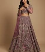 Lavender Embroidery Net Lehenga Choli with Dupatta