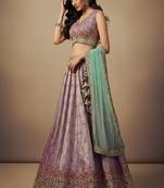 Lavender Embroidery Tissue Lehenga Choli with Dupatta