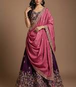 Purple Embroidery Tissue Lehenga Choli with Dupatta