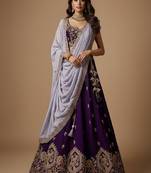 Purple Embroidery Georgette Lehenga Choli with Dupatta