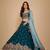 Teal Embroidery Georgette Lehenga Choli with Dupatta