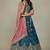 Teal Embroidery Cosmos Silk Lehenga Choli with Dupatta