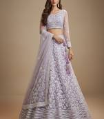 Lavender Embroidery Net Lehenga Choli with Dupatta