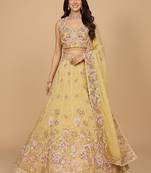 Yellow Embroidery Organza Lehenga Choli with Dupatta