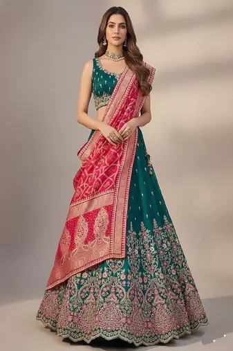 Rama Embroidery Cosmos Silk Lehenga Choli with Dupatta