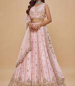 Light Pink Embroidery Silk Lehenga Choli with Dupatta