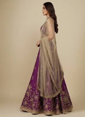 Purple Embroidery Georgette Lehenga Choli with Dupatta 3