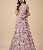 Pink Embroidery Net Lehenga Choli with Dupatta