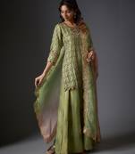 Green embroidered chanderi sharara set