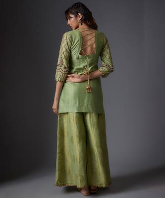 Green embroidered chanderi sharara set 2